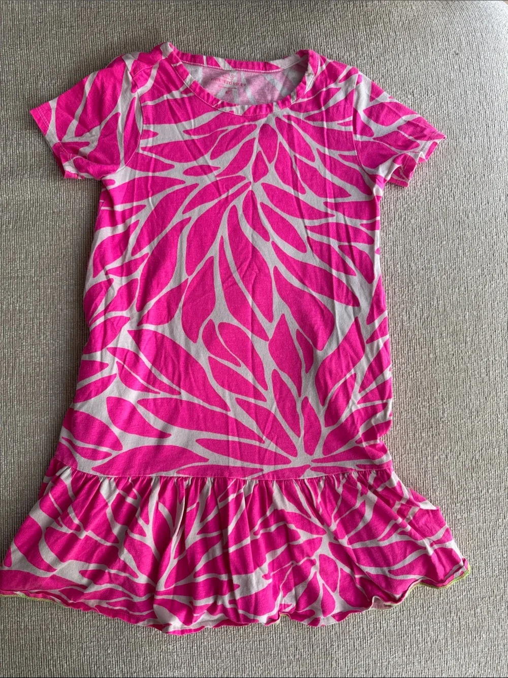 Vineyard Vines girls Pink Floral Print Ruffle Hem Dress
